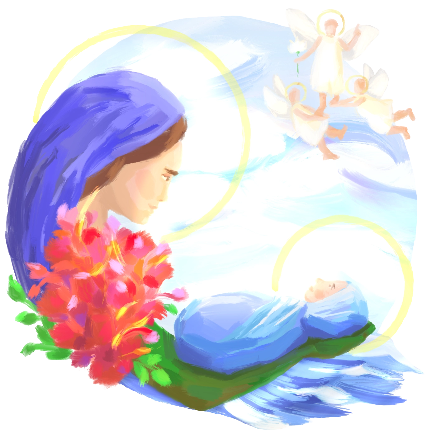 Ілюстрація до Пісні Григорія Сковороди "Різдвяна - Ангели знижайтеся, до землі зближайтеся" від Олени Горецької